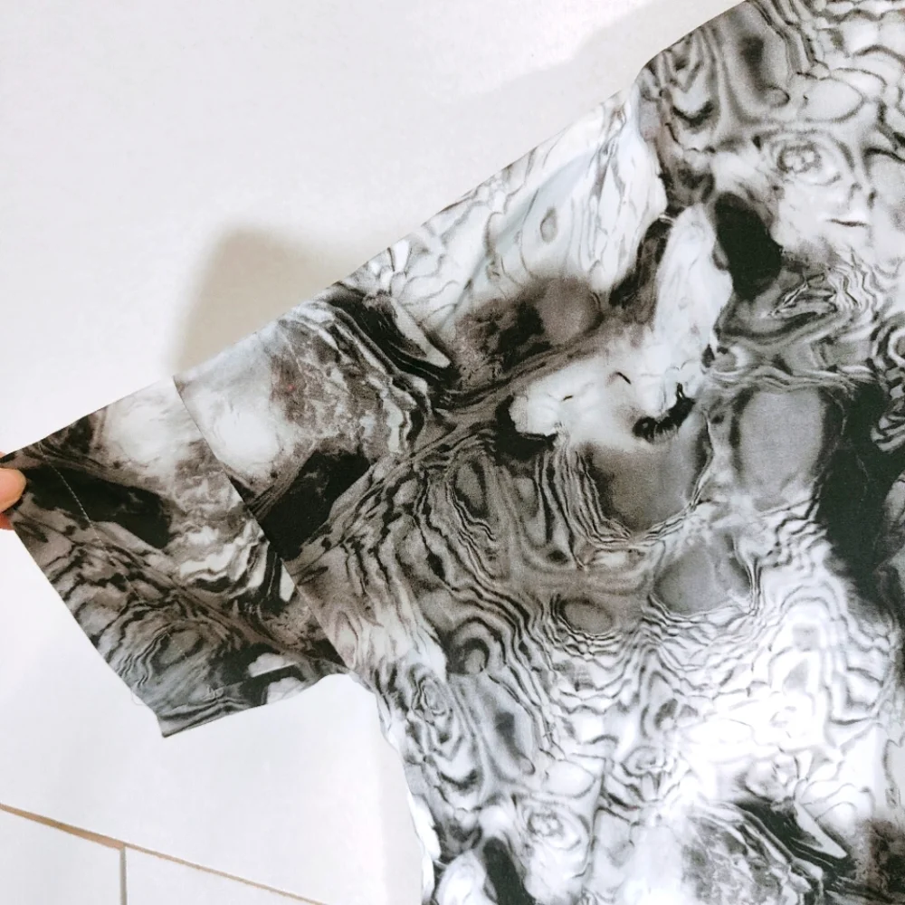Kin Grey Dress Size UK 12 Marble Print Oversized Lagenlook Pockets Cotton Artsy - Picture 4 of 9